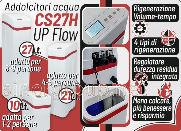 (Per mostrare i contenuti remoti di questo messaggio clicca su mostra immagini) CS27H UP Flow addolcitore acqua rigenerazione volume tempo
