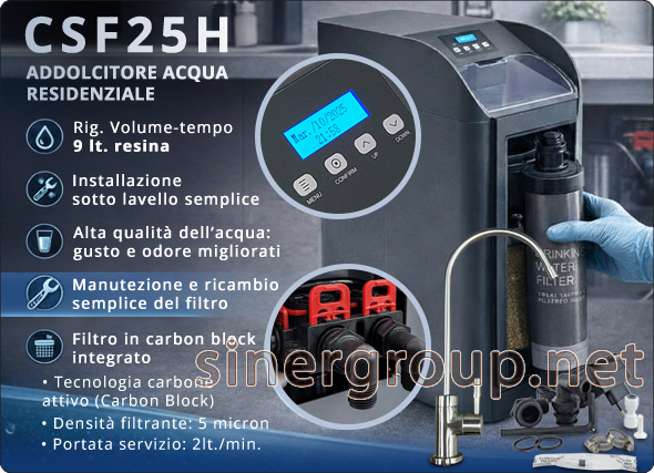 (Per mostrare i contenuti remoti di questo messaggio clicca su mostra immagini) CSF25H addolcitore acqua (Rig. Volume-tempo) 9 lt. resina con filtro integrato