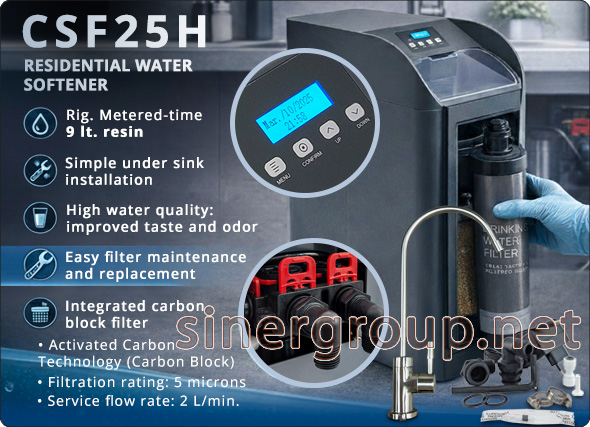 (Select show image to see the remote contents of this message) CSF25H water softener (Reg. Metered-Time) 9 lt. Resin with integrated filter