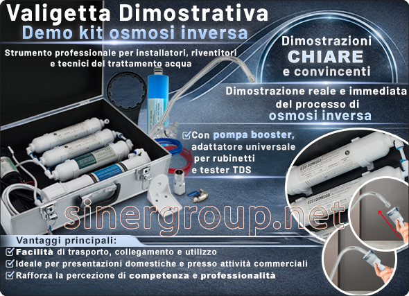 (Per mostrare i contenuti remoti di questo messaggio clicca su mostra immagini) Valigetta Dimostrativa Demo Kit per Osmosi inversa con pompa booster